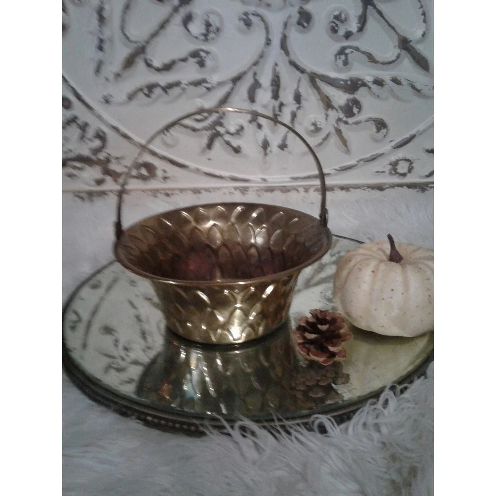 Vintage brass basket/ bowl